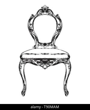 Chaire baroque riche Scénario. Meubles de style rétro. Vintage design Illustration de Vecteur