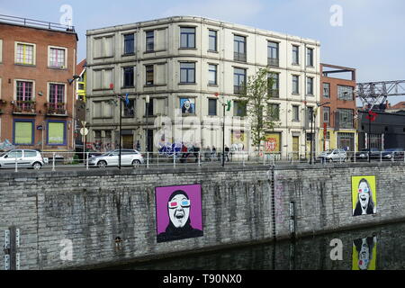 Brussels, Bruxelles, Molenbeek, Canal de Charleroi - Bruxelles Molenbeek, Canal de Charleroi, le canal de Bruxelles divise la municipalité de Bruxelles-ville Banque D'Images