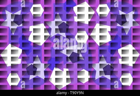 Résumé motif monochromatique. Polygones irréguliers, gradient de rectangles. Vector illustration. Blanc, bleu, violet, cannelle. Style Design pour bann Illustration de Vecteur