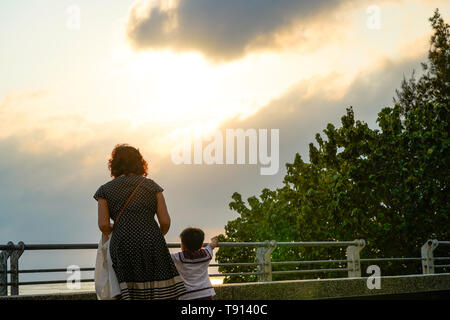 Coucher du soleil, une plate-forme de sites pittoresques et de Tainan, Taiwan. Banque D'Images