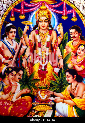 Illustration de Vishnu Hindu Dieu Preserver et protecteur l'un des triumvirats Banque D'Images