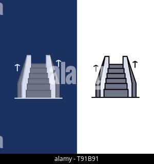 Escalier, ascenseur, électrique, bain d'icônes. Télévision et ligne rempli Icon Set vector Blue Background Illustration de Vecteur