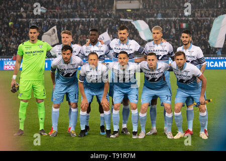 Thomas Strakosha (Lazio) Ciro immobile (Lazio) Bastos Bartolomeu Jacinto Quissanga (Lazio) Francesco Acerbi (Lazio) Carlos Joaquin Correa (Lazio) Marco Parolo (Lazio) Lucas Pezzini Leiva (Lazio) Luiz Felipe Ramos Marchi (Lazio) Adam Marusic (Lazio) Senad Lulic (Lazio) Équipe (Lazio) au cours de l'Italien Italie Cup match entre l'Atalanta 0-2 Lazio au Stade olympique le 15 mai 2019 , à Rome, Italie. (Photo de Maurizio Borsari/AFLO) Banque D'Images