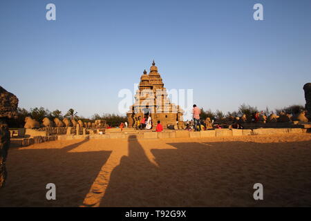 Shore temple de mahabalipuram, UNESCO World Heritage Site, Tamil Nadu, Inde, Asie Banque D'Images