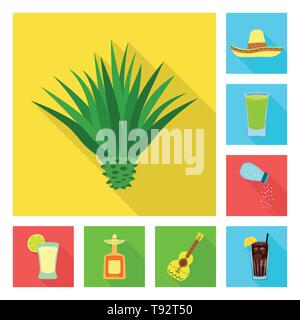 Agave sombrero,verre,bouteille,cocktail,guitare,plantes,eau,Mexique,sel,alcool,ornement,bleu,coiffure,vodka,coupe,container,instrument,décapage,vêtements,liquide,froid,gruau,Bar,mélodie,tonique,feuilles,,Spanish,party,fête,cafe,Latin,carnaval,national,Mexique,tequila,fajita,fiesta,set,icône,,illustration,collection,isolé,design,graphisme,élément signe,télévision,ombre,vecteurs vecteur , Illustration de Vecteur
