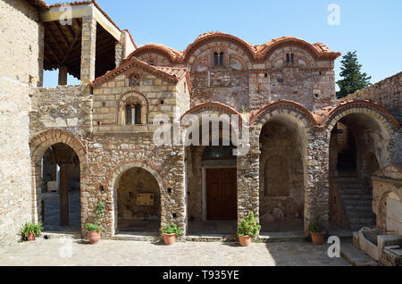 Métropole de Mystras en ville fortifiée , Mystras, Grèce Banque D'Images
