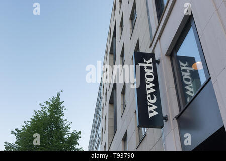 Berlin, Allemagne - 29 Avril 2019 : l'emplacement de l'office et de co-working space company WeWork à Berlin Allemagne Banque D'Images