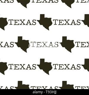 Modèle Texas Texas silhouette avec des formes et du texte. Vintage hand drawn typographie illustration parfaite. Symboles d'État des États-Unis. Papier peint rétro Silhouette Illustration de Vecteur