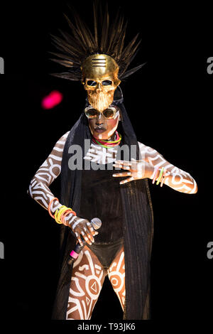 Chanteuse Grace Jones sur scène pendant un concert au Sporting Summer Festival de Monaco sur 2018/08/06 *** *** légende locale Banque D'Images