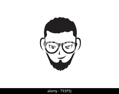 Tête d'homme avec barbe et lunettes brille und Bart pour logo design Illustration de Vecteur