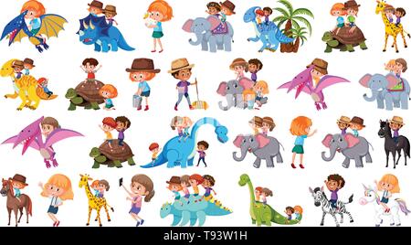 Jeu d'équitation enfants illustration animaux Illustration de Vecteur