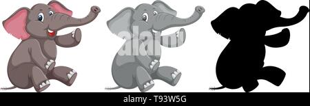 Jeu de caractères de l'éléphant d'illustration Illustration de Vecteur