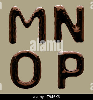 3D Render of Chocolate Alphabet (lettres et chiffres). Clipping path inclut. Banque D'Images