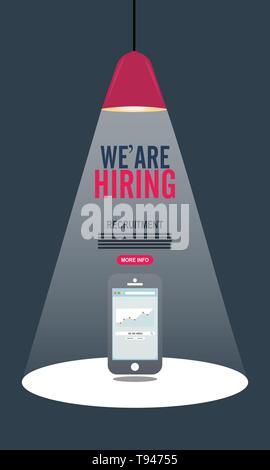 Ressource en vedette trouver un emploi en ligne et plate-forme de recrutement on Mobile Phone Illustration de Vecteur