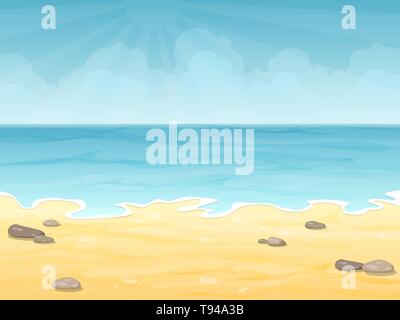 Plage de la mer d'été vide Illustration de Vecteur