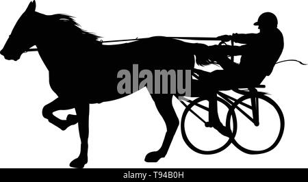 Horse and jockey harness racing silhouette - vector Illustration de Vecteur