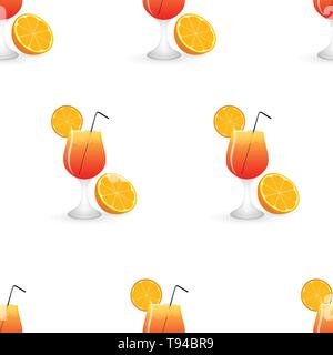 Cocktail d'été modèle transparent avec la moitié de l'orange. Paille noire en verre glacé rafraîchissant sur fond blanc, isolé. Coupe de fruits sur le bord de la g Illustration de Vecteur