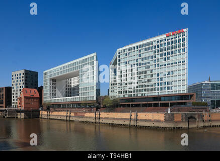 Spiegel-maison d'édition, Ericusspitze, Hafencity, Hambourg, Allemagne, Europe Banque D'Images