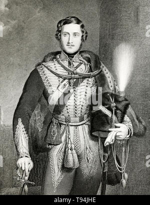 Prince Albert, en uniforme militaire, gravure portrait, 1900 Banque D'Images