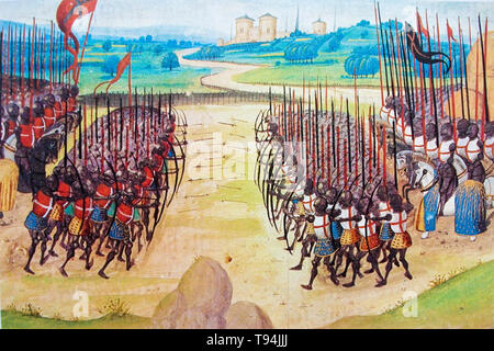 Bataille d'Agincourt, 25th octobre 1415, peinture faite au début du 15th siècle Banque D'Images