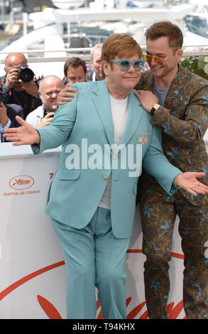 16 mai 2019 - Cannes, France - CANNES, FRANCE - 16 MAI : Sir Elton John et T. Egerton assister à la photocall pour ''Rocketman'' au cours de la 72e assemblée annuelle du Festival du Film de Cannes le 16 mai 2019 à Cannes, France (crédit Image : © Frederick InjimbertZUMA Wire) Banque D'Images