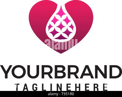 Logo coeur de laboratoire modèle concept design vector Illustration de Vecteur