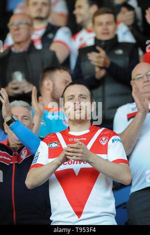 Huddersfield, UK, 2019 12 5. 12 mai 2019. John Smiths Stadium, Huddersfield, Angleterre ; Rugby League Challenge Cup de corail, Huddersfield Giants vs Saint Helens, soutien de Saint Helens. Dean Williams/RugbyPixUK Banque D'Images