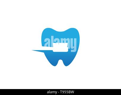 L'intérieur de la brosse à dents une dent aux soins et de blanchiment en clinique pour la conception de logo Illustration de Vecteur