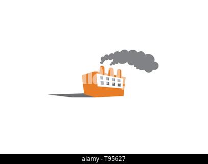 La pollution de l'usine par une fumée épaisse provient du logo des cheminées Illustration de Vecteur