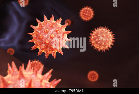 Les grains de pollen de tournesol. 3D illustration Banque D'Images