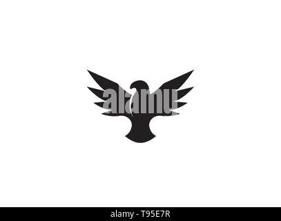 Oiseau noir ouvert eagle wings flying pour logo design Illustration de Vecteur