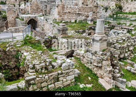 Les ruines de la piscine de Bethesda, où Jésus Banque D'Images