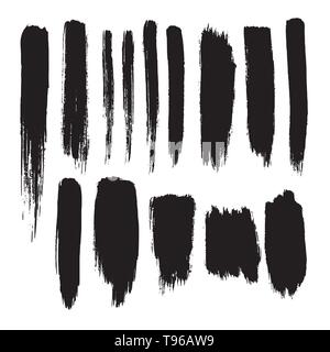 Les coups de pinceau isolés. Peinture d'encre. Set collection. Les images vectorielles Illustration de Vecteur
