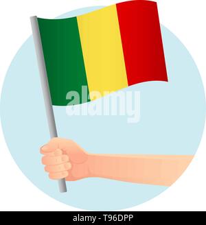 Mali drapeau dans la main. Contexte patriotique. Drapeau national du Mali vector illustration Illustration de Vecteur