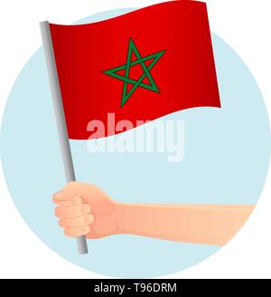 Maroc drapeau dans la main. Contexte patriotique. Drapeau national du Maroc vector illustration Illustration de Vecteur