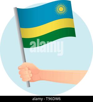 Le Rwanda drapeau dans la main. Contexte patriotique. Drapeau national du Rwanda vector illustration Illustration de Vecteur