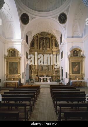 L'INTÉRIEUR DE LA IGLESIA HACIA EL ALTAR. Emplacement : CONVENTO DE LAS CARMELITAS. Toledo. L'ESPAGNE. Banque D'Images