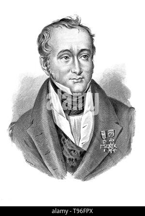 Guillaume Dupuytren le port des médailles. Baron GUILLAUME Dupuytren (5 octobre 1777 - 8 février 1835) était un anatomiste et chirurgien militaire français. Bien qu'il a acquis beaucoup d'estime pour traiter les hémorroïdes de Napoléon Bonaparte, il est connu pour sa description de la maladie de Dupuytren qui porte son nom et qu'il a d'abord exploité sur en 1831 et publiée dans The Lancet en 1834. La maladie a été l'un des premiers chirurgiens à drainer un abcès au cerveau à l'aide, dans lequel une trépanation trou est coupé dans le crâne, et il a également utilisé la méthode pour traiter des saisies. Banque D'Images