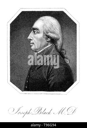 Joseph Black (16 avril 1728 - 6 décembre, 1799) était un médecin et chimiste écossais, connu pour ses découvertes de magnésium, chaleur latente, chaleur spécifique, et de dioxyde de carbone. En 1750, encore étudiant, noir développé la balance analytique fondée sur un équilibre sur une poutre en forme de point d'appui. Chaque bras portait une casserole sur laquelle l'échantillon ou les poids standard a été placé. Banque D'Images