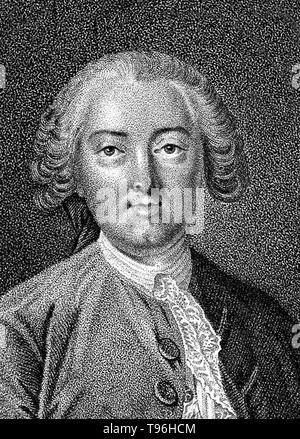 Claude Adrien Helvétius (26 janvier 1715 - 26 décembre 1771) était un philosophe français, franc-maçon et intellectuel. En 1758, il a publié son opus magnum philosophique, une œuvre intitulée De l'esprit (sur l'esprit), qui a soutenu que toutes les facultés humaines sont des attributs de la simple sensation physique, et que la seule vraie raison est l'intérêt personnel, donc il n'y a pas le bien et le mal, seulement concurrentiel plaisirs. Banque D'Images