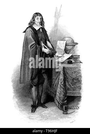 René Descartes (31 mars 1596 - 11 février 1650) était un mathématicien français, philosophe et physiologiste. Vivant sur son modeste richesse héritée, Descartes a voyagé, étudié, écrit, et a servi comme soldat en Hollande, la Bohême et la Hongrie. Il a créé la géométrie analytique, ce qui se traduit par des problèmes géométriques en forme algébrique afin que des méthodes algébriques peuvent être appliqués à leur solution. Inversement il géométrie appliquée à l'algèbre. Banque D'Images