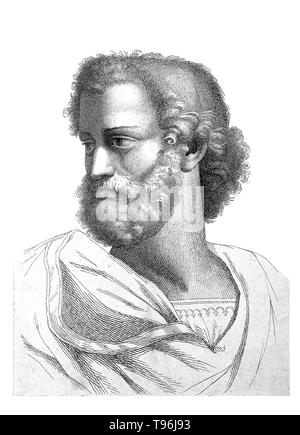 Aristote (384 - 322 avant J.-C.) était un philosophe grec, polymathe, élève de Platon et professeur d'Alexandre le Grand. Ses écrits couvrent de nombreux sujets, y compris la physique, la métaphysique, la poésie, le théâtre, la musique, la logique, la rhétorique, la linguistique, politique, gouvernement, l'éthique, la biologie et la zoologie. Avec Platon et Socrate, Aristote est l'une des plus importantes figures fondatrices dans la philosophie occidentale. Banque D'Images