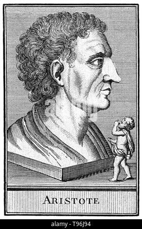 Aristote (384 - 322 avant J.-C.) était un philosophe grec, polymathe, élève de Platon et professeur d'Alexandre le Grand. Ses écrits couvrent de nombreux sujets, y compris la physique, la métaphysique, la poésie, le théâtre, la musique, la logique, la rhétorique, la linguistique, politique, gouvernement, l'éthique, la biologie et la zoologie. Avec Platon et Socrate, Aristote est l'une des plus importantes figures fondatrices dans la philosophie occidentale. Banque D'Images