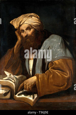 Abu 'Ali al-Husayn ibn 'Abd Allah ibn Sina (980-1037), communément connu sous le nom de Ibn Sina ou par son nom latinisé Avicenne, était un mathématicien persan, qui a écrit près de 450 traités sur un large éventail de sujets, dont environ 240 ont survécu. Ses œuvres les plus célèbres sont le livre de la guérison, une vaste encyclopédie philosophique et scientifique, et le Canon de la médecine, qui est un texte médical standard à de nombreuses universités médiévales. Banque D'Images