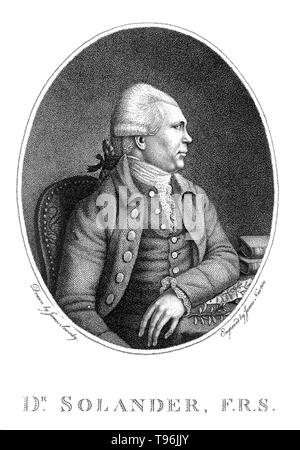 Daniel Carlsson Solander (19 février 1733 - 13 mai 1782) est un naturaliste suédois. En 1768, Solander acquise autorisation d'absence de la British Museum et accompagné Joseph Banks sur le premier voyage de James Cook à l'océan Pacifique à bord d'Endeavour. En 1772, il accompagne les banques sur son voyage en Islande, les Hébrides et les îles Orcades. Entre 1773 et 1782, il a été gardien de l'histoire naturelle de ministère du British Museum. Il est décédé d'un AVC à l'âge de 49 ans. Banque D'Images