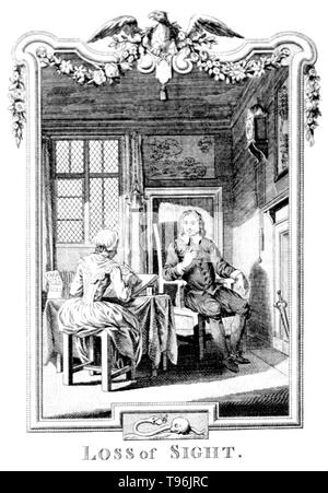 John Milton dictant 'Paradis perdu' à sa fille en raison de sa cécité. John Milton (9 décembre 1608 - 8 novembre 1674) était un poète anglais, polemiste, et d'un fonctionnaire pour le Commonwealth de l'Angleterre sous Cromwell. Banque D'Images