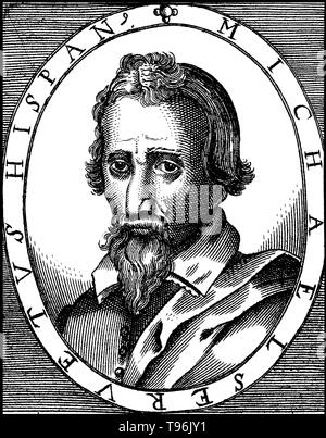Michael Servetus (Septembre 29, 1509 ou 1511 - 27 octobre 1553) était un théologien espagnol, médecin, cartographe, et humaniste. Il a été le premier Européen à décrire correctement la fonction de la circulation pulmonaire. Ses intérêts inclus plusieurs sciences : les mathématiques, l'astronomie et la météorologie, la géographie, l'anatomie humaine, médecine et pharmacologie, ainsi que sur la jurisprudence, et l'étude de la Bible dans sa langue originale. Banque D'Images