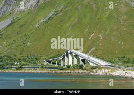 Gimsøystraumen Norvège Lofoten Pont Banque D'Images