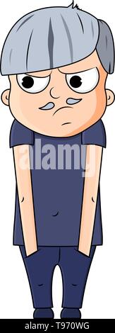 Cute cartoon jeune grand-père jaloux avec les émotions. Vector illustration Illustration de Vecteur