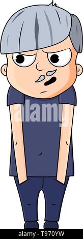 Cute cartoon jeune grand-père paranoïaque avec les émotions. Vector illustration Illustration de Vecteur